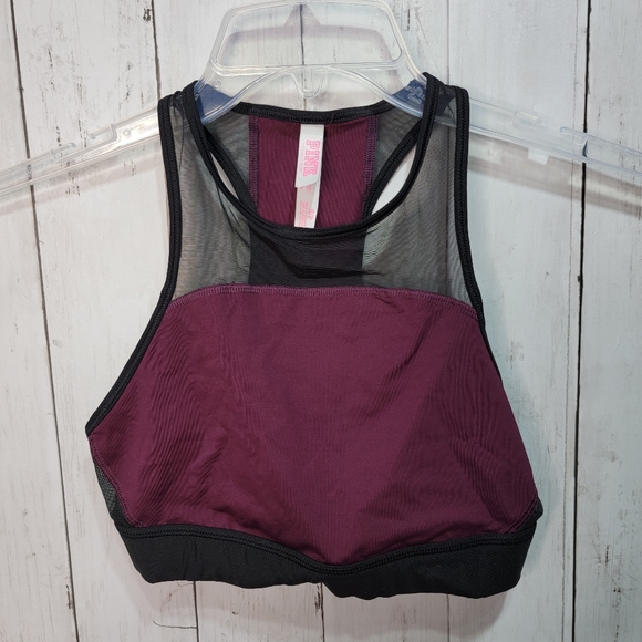 Victoria's Secret Pink Women's Purple/Black Mesh High Neck Bra Top Size Small. - Picture 1 of 5